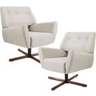 Kit 02 Poltronas Decorativas Giratória Base X Melli D02 Algod