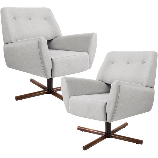 Kit 02 Poltronas Decorativas Giratória Base X Melli D02 Rústi