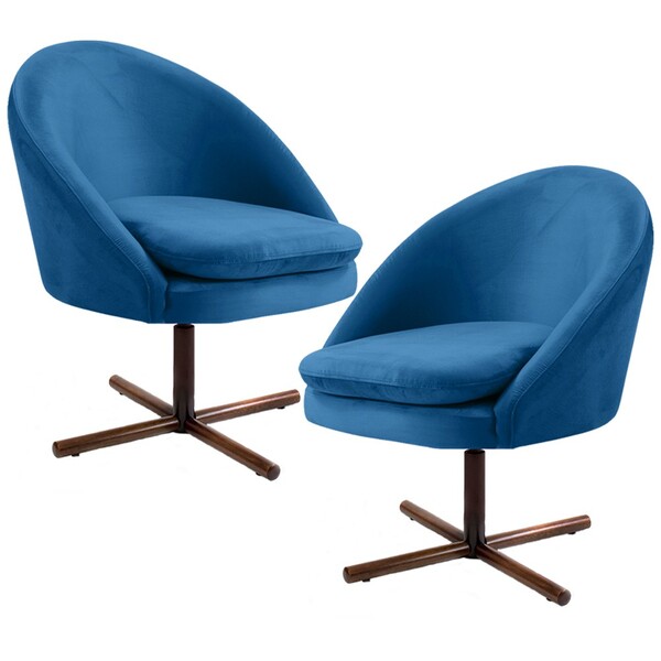 Kit 02 Poltronas Decorativas Giratória Base X Rafa D02 Veludo