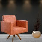 Kit 02 Poltronas Decorativas Giratória Sala Base De Madeira H