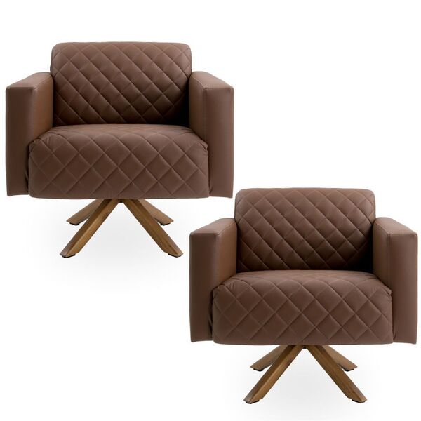 Kit 02 Poltronas Decorativas Giratória Sala De Estar Argélia