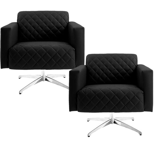 Kit 02 Poltronas Decorativas Giratória Sala De Estar Argélia