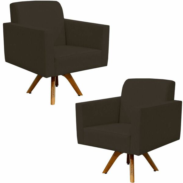 Kit 02 Poltronas Decorativas Giratória Sala De Estar Base De