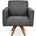 Kit 02 Poltronas Decorativas Giratória Sala Estar Base Madeir