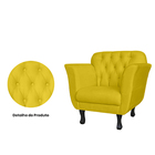 Kit 02 Poltronas Decorativas Helena Pés Luis Xv Suede Amarelo