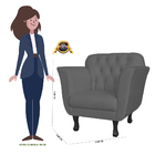 Kit 02 Poltronas Decorativas Helena Pés Luis Xv Suede Cinza -