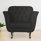 Kit 02 Poltronas Decorativas Helena Pés Luis Xv Suede Preto -