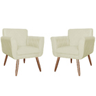 Kit 02 Poltronas Decorativas Isabela Em Tressê Pés Palito Sue