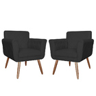 Kit 02 Poltronas Decorativas Isabela Em Tressê Pés Palito Sue