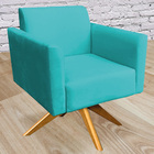 Kit 02 Poltronas Decorativas Isabella Base Giratória Madeira