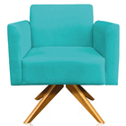 Kit 02 Poltronas Decorativas Isabella Base Giratória Madeira