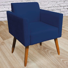 Kit 02 Poltronas Decorativas Isabella Pés Palito Madeira Sued