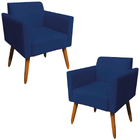 Kit 02 Poltronas Decorativas Isabella Pés Palito Madeira Sued