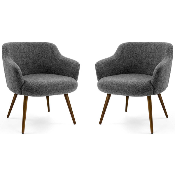 Kit 02 Poltronas Decorativas Jade Pés Palito Linho Mesclado B