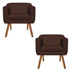 Kit 02 Poltronas Decorativas Julia Suede Marrom - D'Rossi