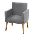 Kit 02 Poltronas Decorativas Lauren Pés Palito Suede Cinza -