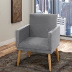 Kit 02 Poltronas Decorativas Lauren Pés Palito Suede Cinza -