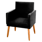 Kit 02 Poltronas Decorativas Lauren Pés Palito Suede Preto -