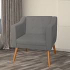 Kit 02 Poltronas Decorativas Lavinia Pés Palito Suede Cinza -