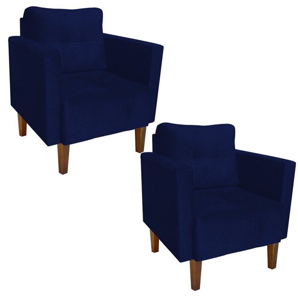 Kit 02 Poltronas Decorativas Lívia Para Sala e Recepção Suede