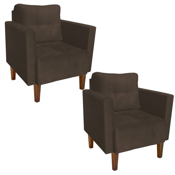 Kit 02 Poltronas Decorativas Lívia Para Sala e Recepção Suede