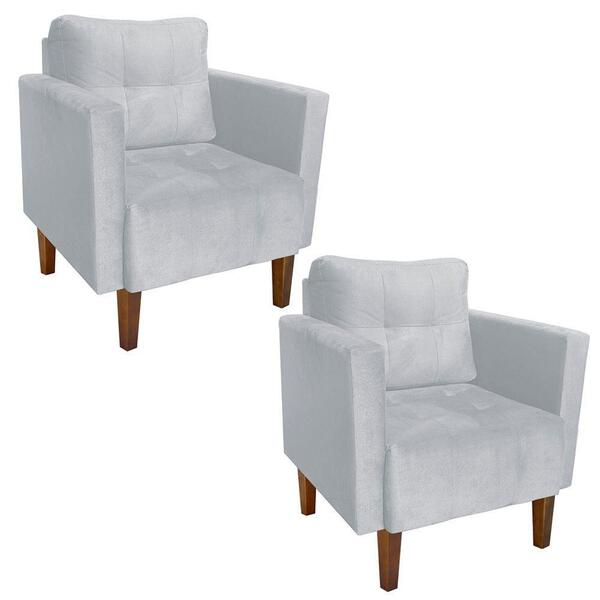 Kit 02 Poltronas Decorativas Lívia Para Sala e Recepção Suede
