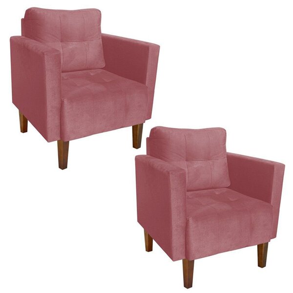 Kit 02 Poltronas Decorativas Lívia Para Sala e Recepção Suede