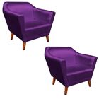 Kit 02 Poltronas Decorativas Lorena Acetinado Liso Roxo - D'R