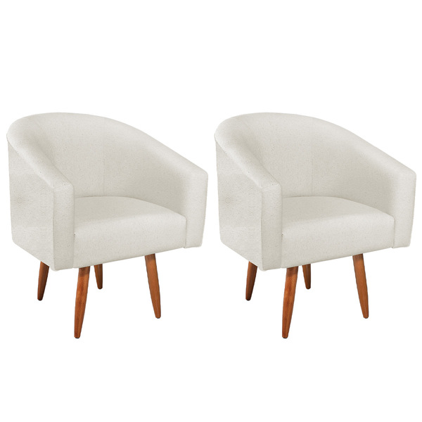 Kit 02 Poltronas Decorativas Luiza Pes Palito Linho - Amarena