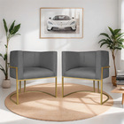 Kit 02 Poltronas Decorativas Luna Base De Ferro Dourado Linho