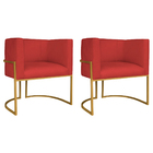 Kit 02 Poltronas Decorativas Luna Base De Ferro Dourado Sinté