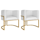 Kit 02 Poltronas Decorativas Luna Base De Ferro Dourado Sinté
