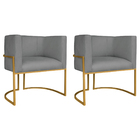 Kit 02 Poltronas Decorativas Luna Base De Ferro Dourado Sinté