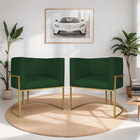 Kit 02 Poltronas Decorativas Luna Base De Ferro Dourado Suede