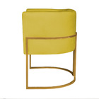 Kit 02 Poltronas Decorativas Luna Base De Ferro Dourado Suede