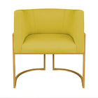 Kit 02 Poltronas Decorativas Luna Base De Ferro Dourado Suede