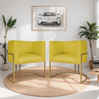 Kit 02 Poltronas Decorativas Luna Base De Ferro Dourado Suede