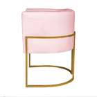 Kit 02 Poltronas Decorativas Luna Base De Ferro Dourado Suede