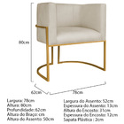 Kit 02 Poltronas Decorativas Luna Base De Ferro Dourado Suede