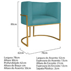 Kit 02 Poltronas Decorativas Luna Base De Ferro Dourado Suede