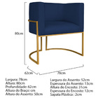 Kit 02 Poltronas Decorativas Luna Base De Ferro Dourado Suede