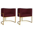 Kit 02 Poltronas Decorativas Luna Base De Ferro Dourado Suede