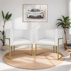 Kit 02 Poltronas Decorativas Luna Base De Ferro Dourado Suede