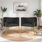 Kit 02 Poltronas Decorativas Luna Base De Ferro Dourado Suede