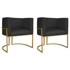 Kit 02 Poltronas Decorativas Luna Base De Ferro Dourado Suede