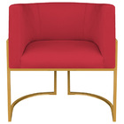 Kit 02 Poltronas Decorativas Luna Base De Ferro Dourado Suede