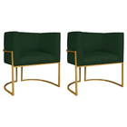 Kit 02 Poltronas Decorativas Luna Base De Ferro Dourado Suede