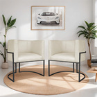 Kit 02 Poltronas Decorativas Luna Base De Ferro Preto Linho -