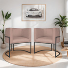 Kit 02 Poltronas Decorativas Luna Base De Ferro Preto Linho -