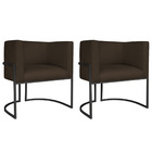 Kit 02 Poltronas Decorativas Luna Base De Ferro Preto Sintéti